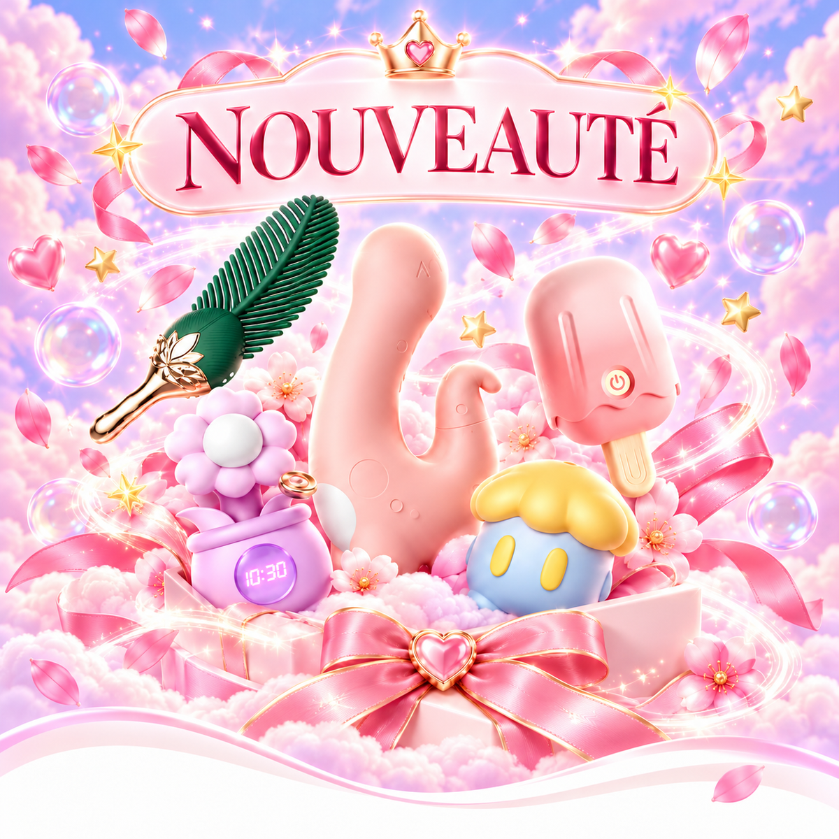 Nouveautés — fond rose poudré minimaliste
